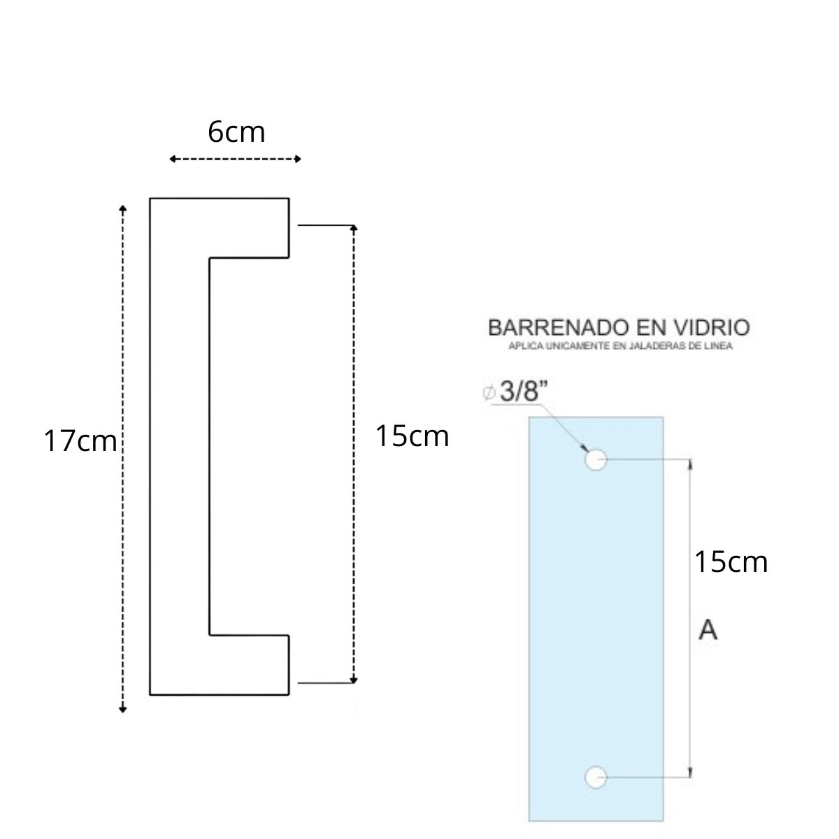 Jaladera Cuadrada de 15cm Herralum