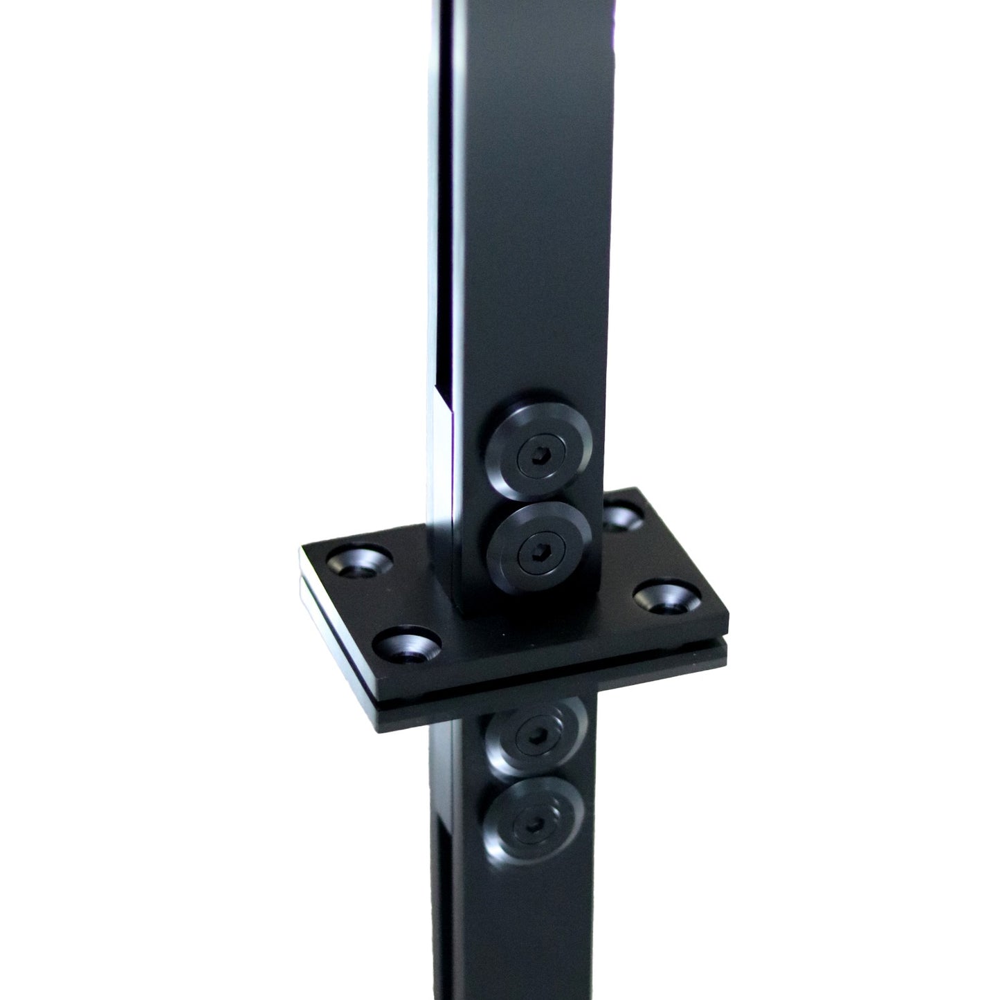 Poste de Placa Sólida Negro Para Barandal De Cristal