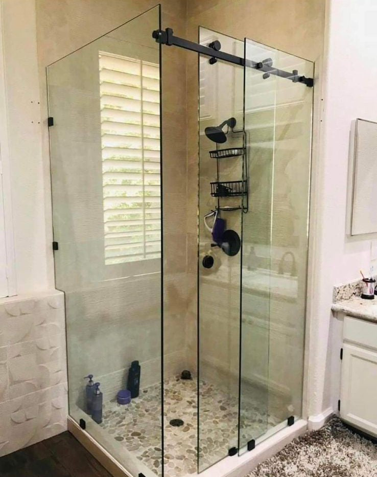 Glass-Bar Square Connector for Bacalar Bathroom Door SKU 1305