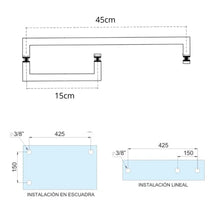Jaladera Toallero Corta Larga Cuadrada Herralum Medida 15cm-45cm