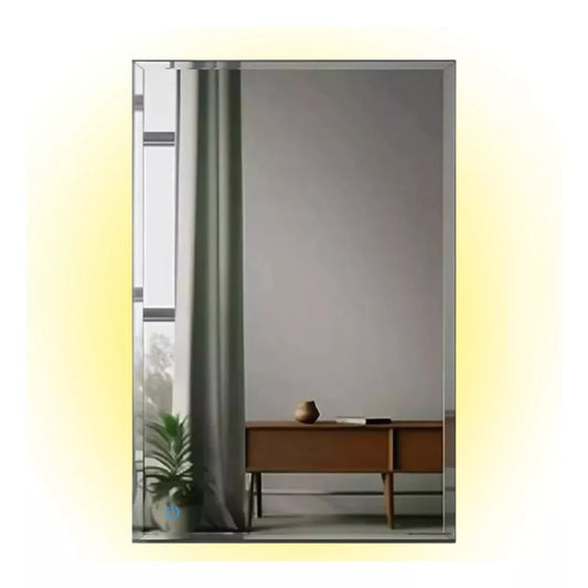 Espejo rectangular con biselado y luces LED traseras 60x80 cm herrashop