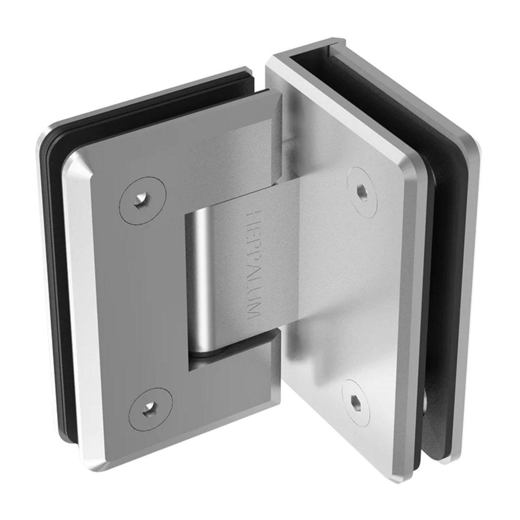 Glass to Glass Hinge at 90° Stainless Steel SKU 1470090 Herralum 