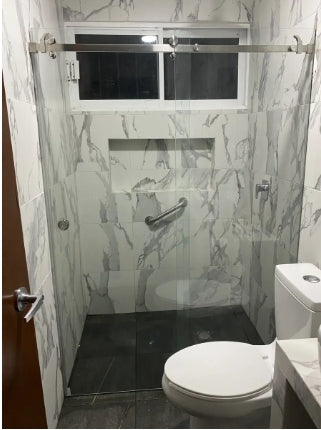 "Cancel de baño corredizo Herralum bacalar cristal templado 8mm"