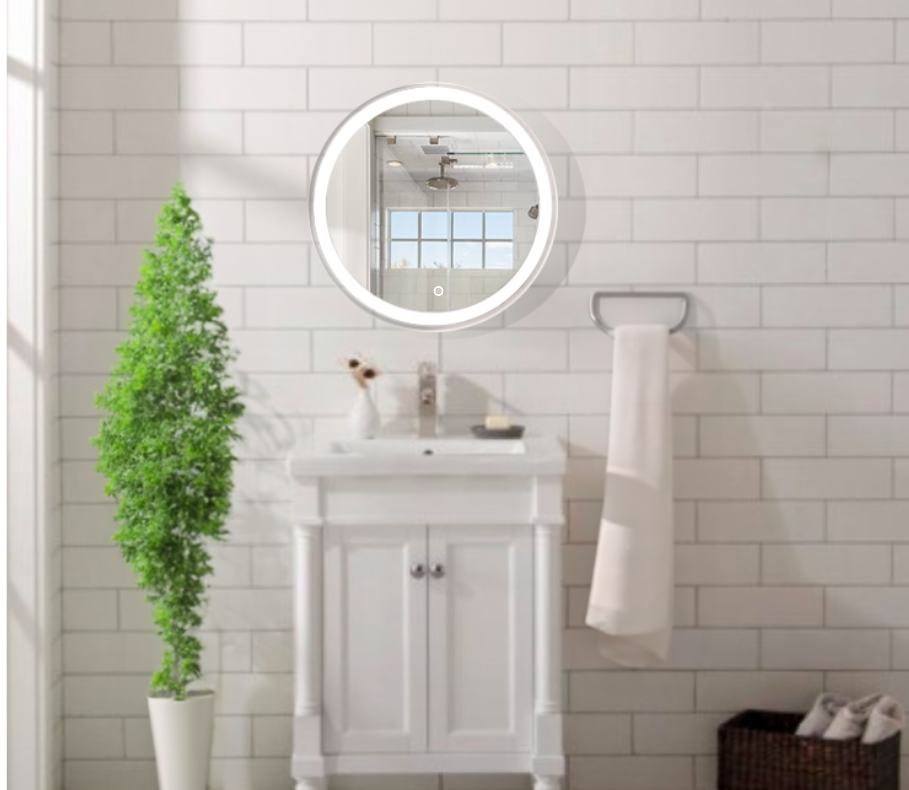 Espejo Circular marco esmerilado Con Luz Led + Dimmer 50 cm herrashop