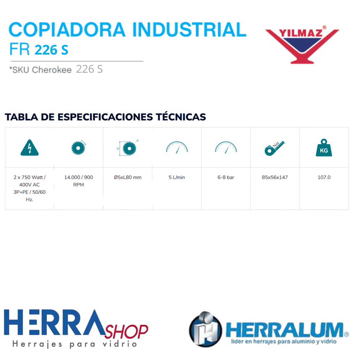 Fresadora Automática de Copiado YILMAZ FR 226 S