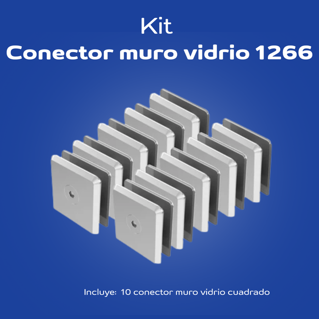 Paquete 10 conectores rectos muro vidrio para fijo 1266 Herralum