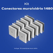 Paquete 10 conectores cuadrado muro vidrio para fijo 1480 Herralum
