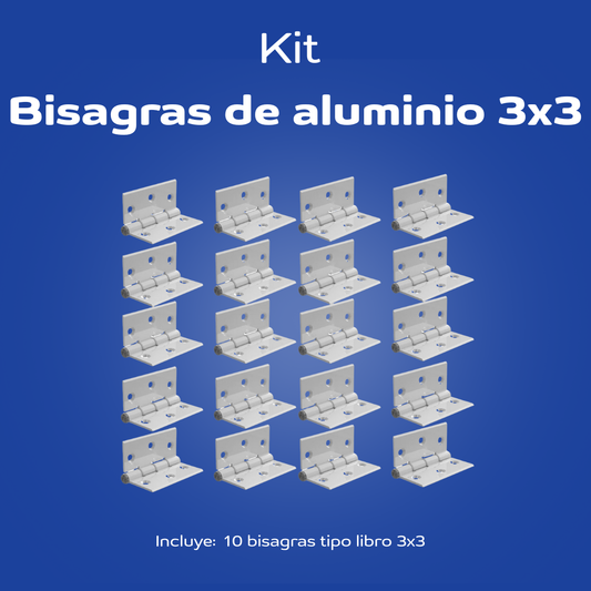 Paquete 10 juegos Bisagra de Aluminio Tipo Libro de 3x3  2035 Herralum