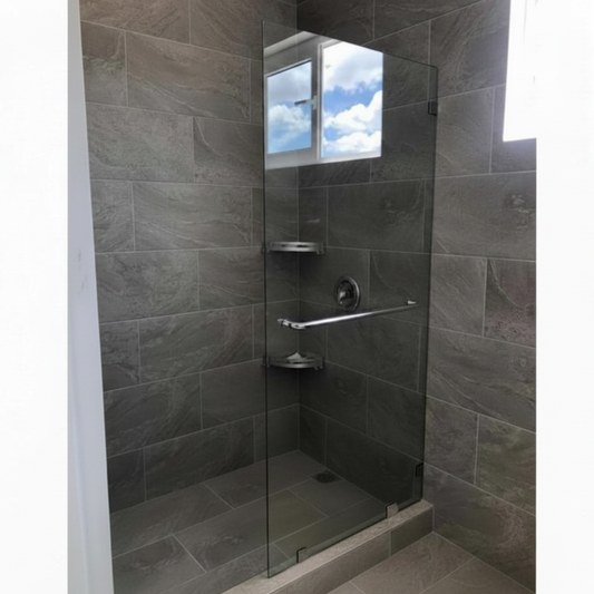 Cancel De Baño Vidrio Fijo Templado Tipo Mampara Con Toallero