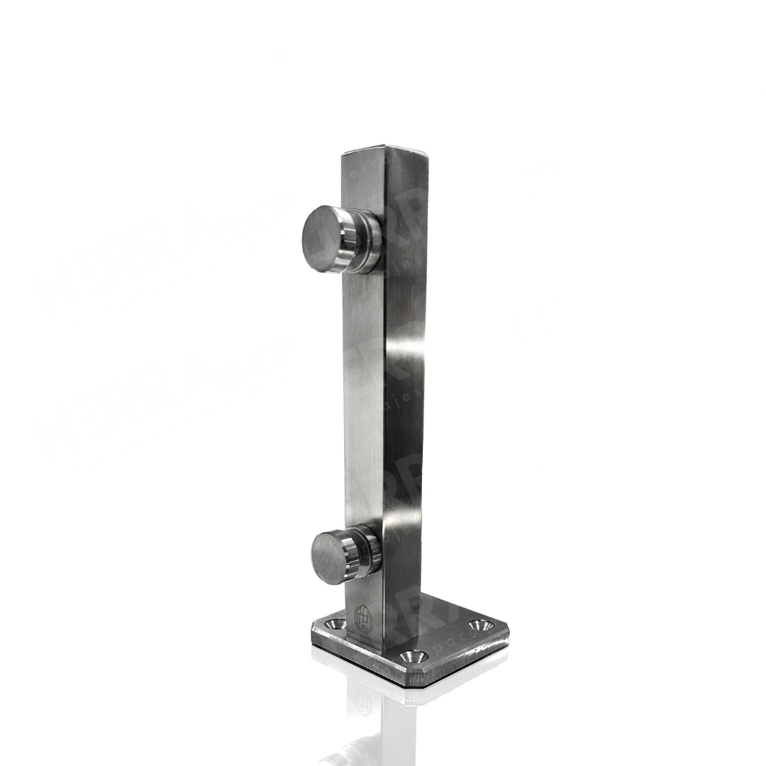 Mini Square Monterrey Post 25cm High with 3x3cm Tube 20 Gauge For 9 to 12mm Glass SKU 2324025SA