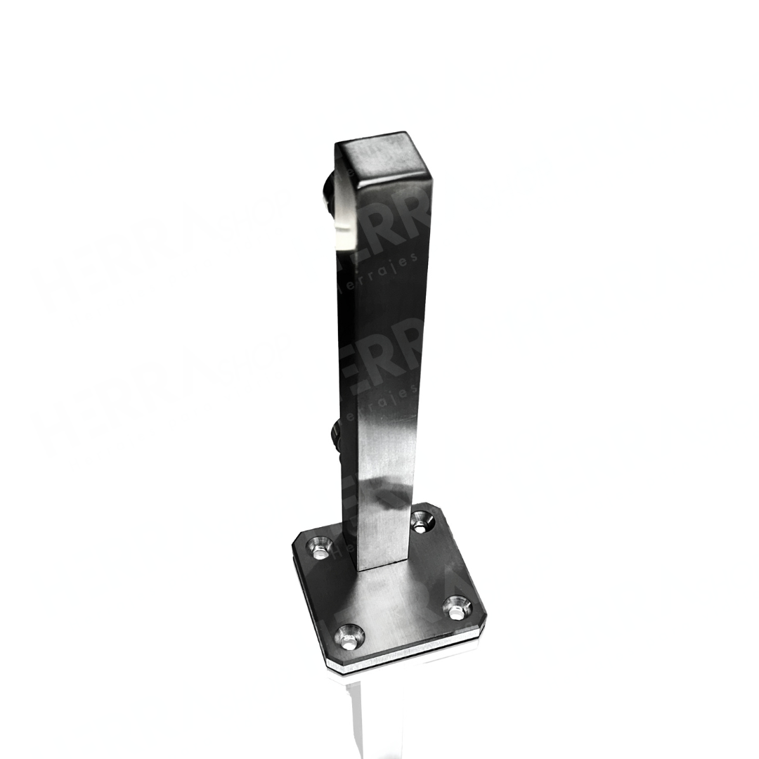 Mini Square Monterrey Post 25cm High with 3x3cm Tube 20 Gauge For 9 to 12mm Glass SKU 2324025SA