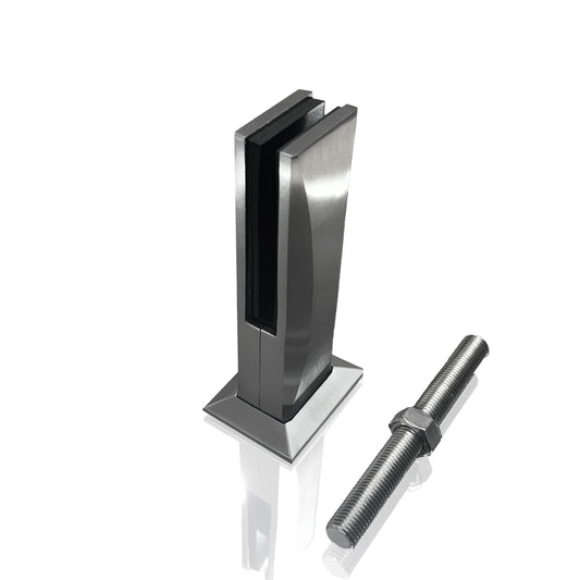 Miniposte Rectangular de 17cm de Alto Para Barandal de Cristal Templado de 8 a 14mm Herralum