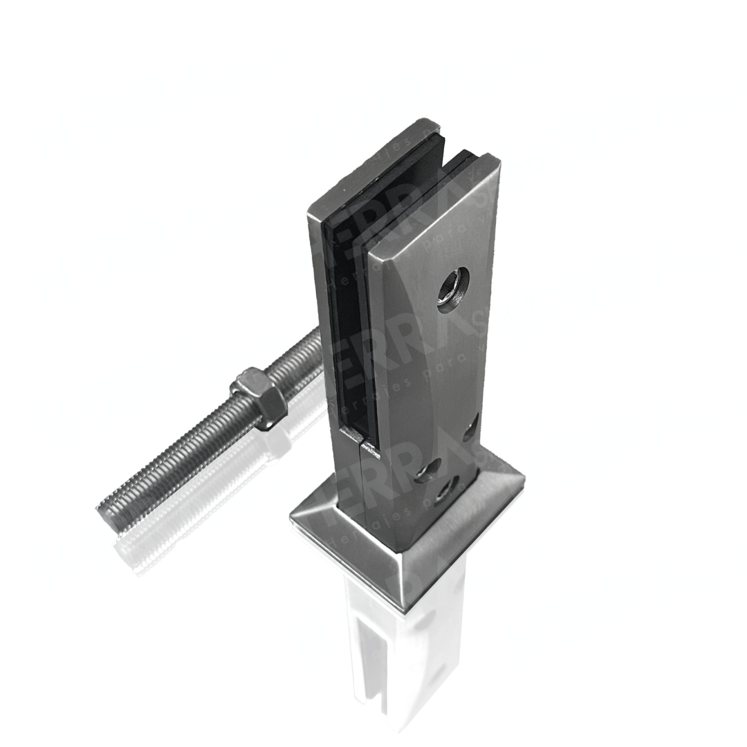 17cm High Rectangular Mini Post For Tempered Glass Railing from 8 to 14mm SKU 1366004SA Herralum