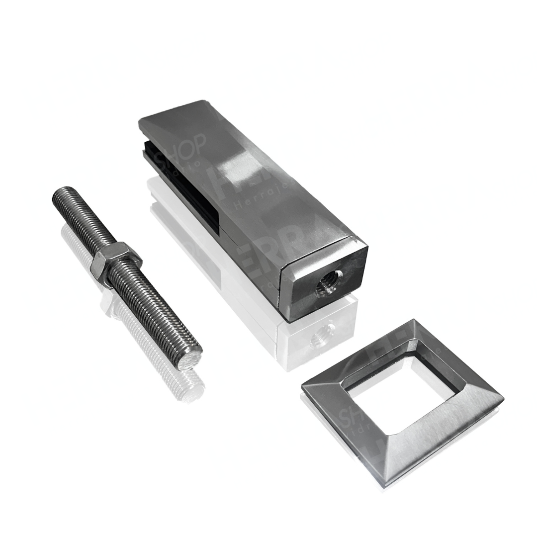 17cm High Rectangular Mini Post For Tempered Glass Railing from 8 to 14mm SKU 1366004SA Herralum