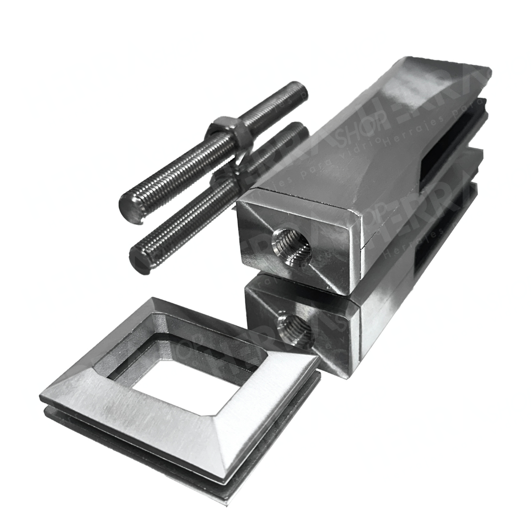 17cm High Rectangular Mini Post For Tempered Glass Railing from 8 to 14mm SKU 1366004SA Herralum