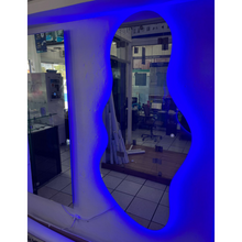 Espejo cuerpo completo con forma 2 tonos de luz azul y blanco 68x150 herrashop