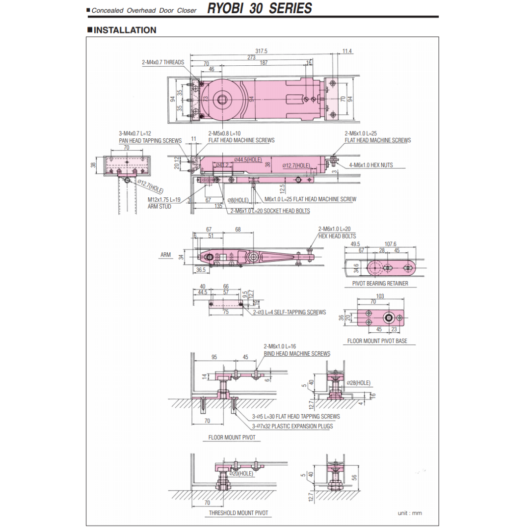 Bisagra Aérea Perno Chico SKU 100200000 RYOBI
