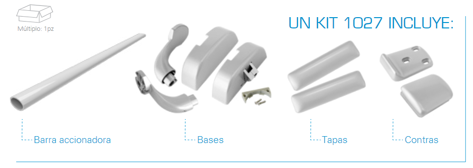 Barra Antipanico Horizontal Para Puerta Sencilla de Vidrio Templado Herralum