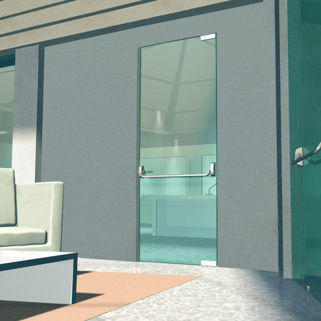 Barra Antipanico Horizontal Para Puerta Sencilla de Vidrio Templado Herralum