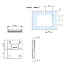 Bisagra Vidrio a Vidrio de 180º Para Puertas en Interior de Cristal Templado Herralum