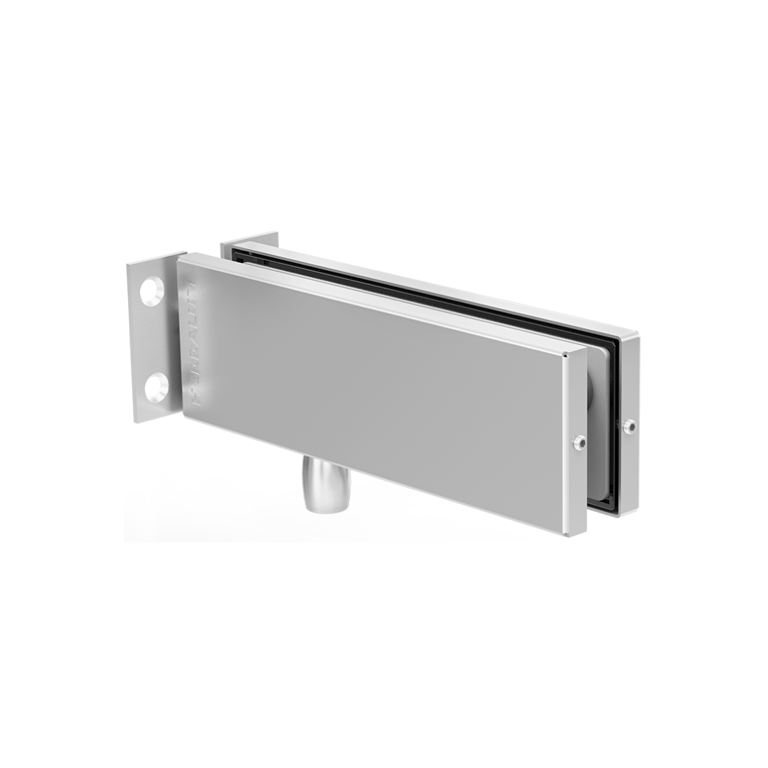 Herraje Superior Línea Tapalpa Herralum con Pivote Para Antepecho en Puerta de Cristal Templado