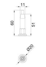 Herrajes Jalisco (GS-800) lower base with adjustment for sideboard SKU 1083 Herralum