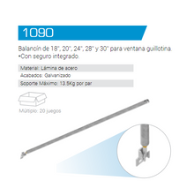 Balancín de 18”, 20”, 24”, 28” y 30” Para Ventana Guillotina Herralum