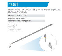 Balancín de 16” con Seguro Separado Para Ventana de Guillotina Herralum