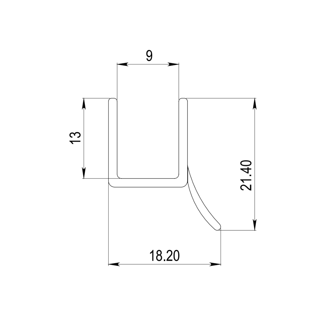 Polycarbonate Profile 9mm Side Fin 1117