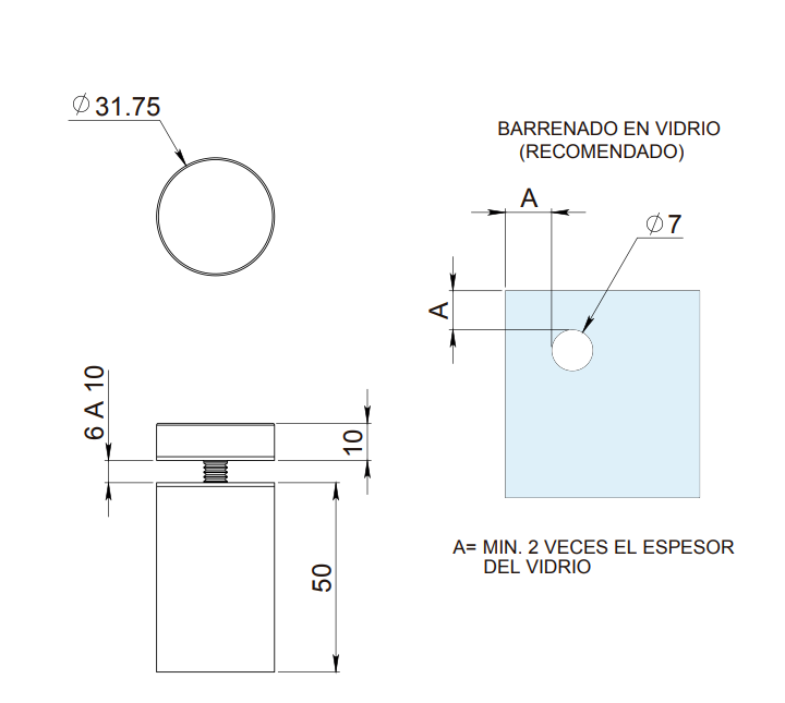 Conector Zapopan para Muro a Vidrio herralum