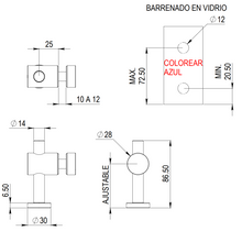 Conector Pipeta Muro a Vidrio con Ajuste herralum