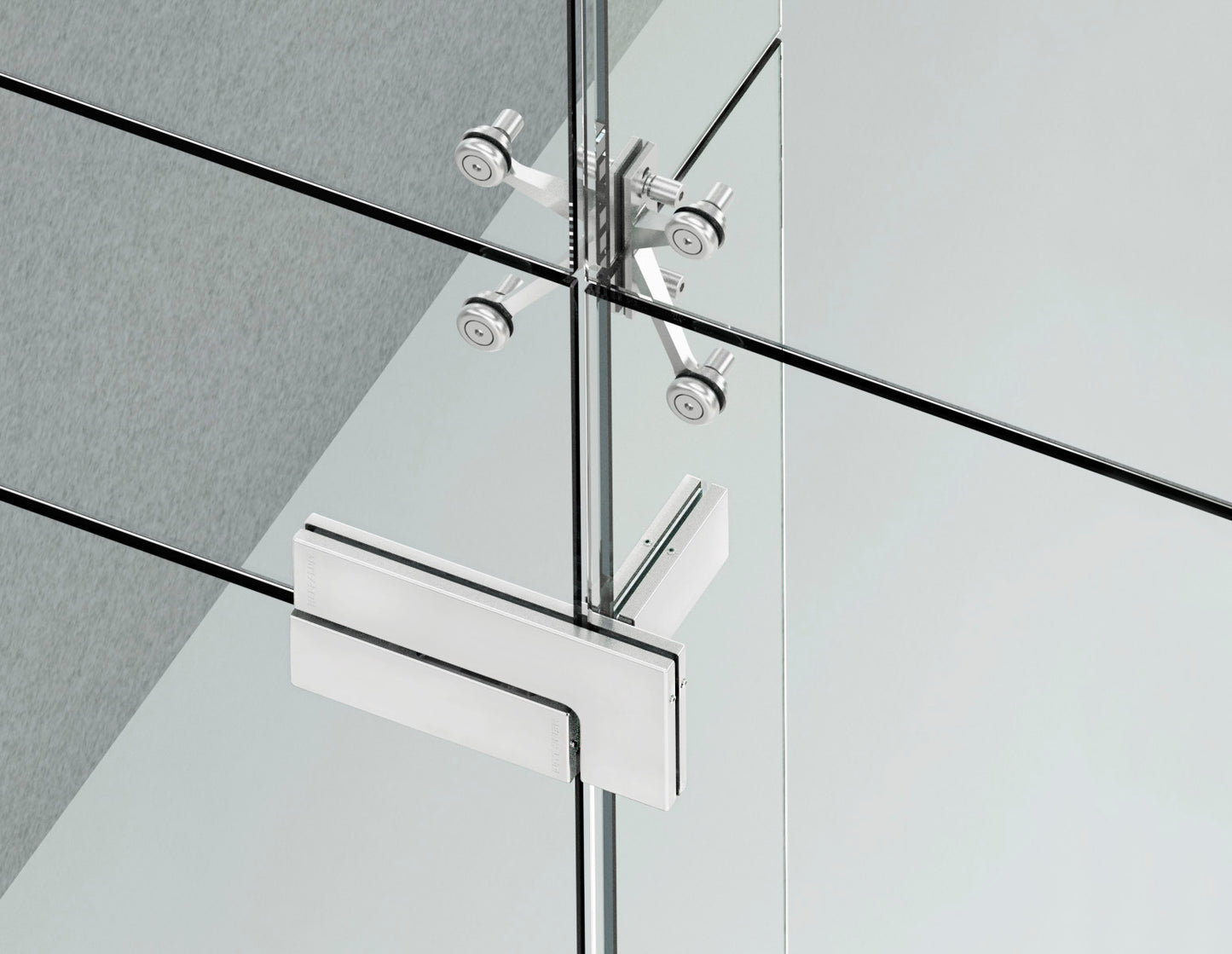 Herraje Superior Tipo "L" con Portacostilla Linea Tapalpa para Cristal Templado Herralum