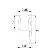 “Y” Type Profile with Flexible Side Fin, For 6mm Thick Glass SKU 122125000 
