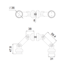 Conector Regulable Doble de Acero Inoxidable Para Cristal Templado de 8 a 12mm herralum