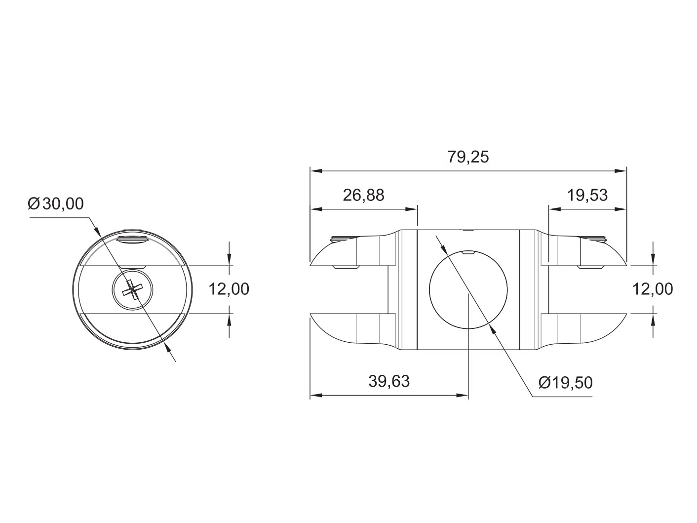 Conector Ajustable Vidrio a Vidrio y a Tubo de 19mm