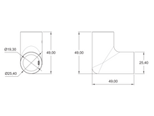 Conector Tipo L Tubo a Tubo de 19mm de Diametro herralum