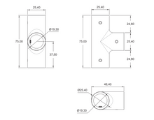 Conector Tipo T Tubo a Tubo de 19mm de Diametro herralum