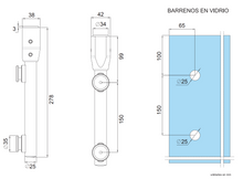 Upper fitting for tempered glass Cd. Guzmán line SKU 1260