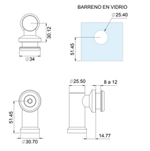 Conector Leon Muro a Vidrio herralum
