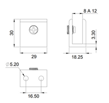 Short Paipid Wall to Glass Connector from 8 to 10mm SKU 1275