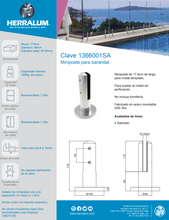 MiniPoste Redondo de 17.8cm de alto para Barandal de Vidrio Templado de 8 a 14mm