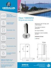 Miniposte Redondo de 16cm de Alto Para Barandal de Cristal Templado de 8 a 14mm herralum