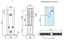 17cm High Rectangular Mini Post For Tempered Glass Railing from 8 to 14mm SKU 1366004SA Herralum
