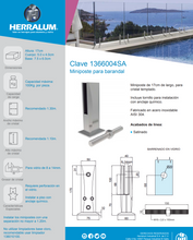 17cm High Rectangular Mini Post For Tempered Glass Railing from 8 to 14mm SKU 1366004SA Herralum