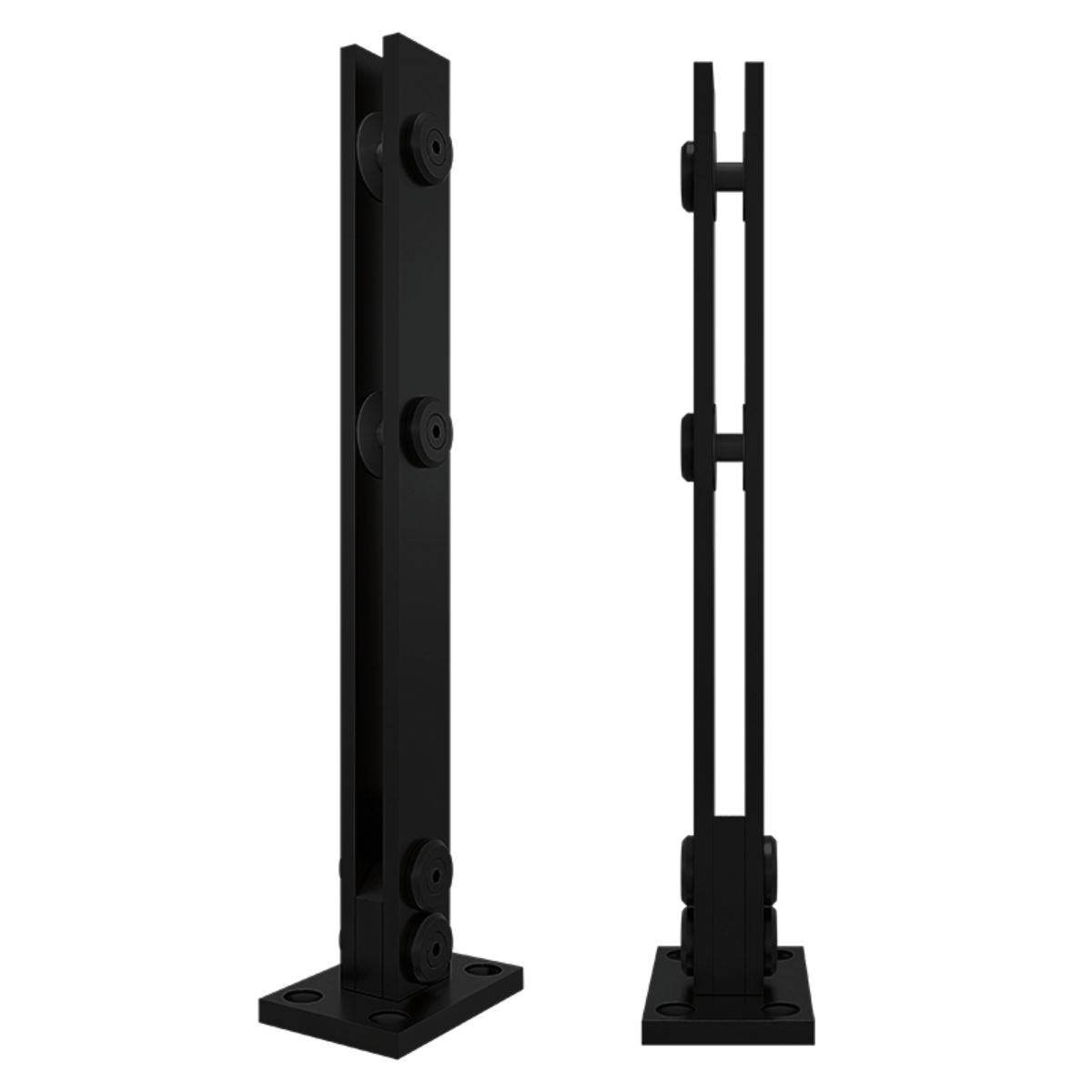 Poste de Placa Sólida Negro Para Barandal De Cristal