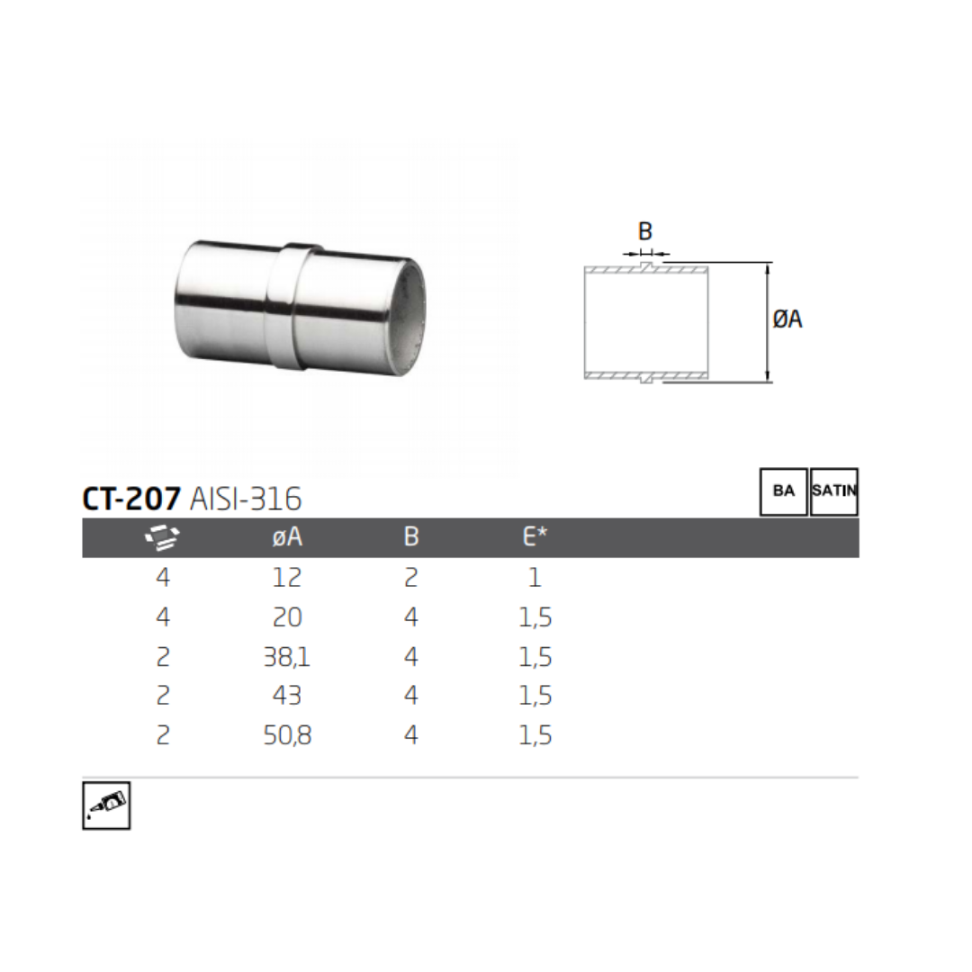 Unión para tubo de 2" (50.8mm) Y 1 1/2" (38.1mm) herralum