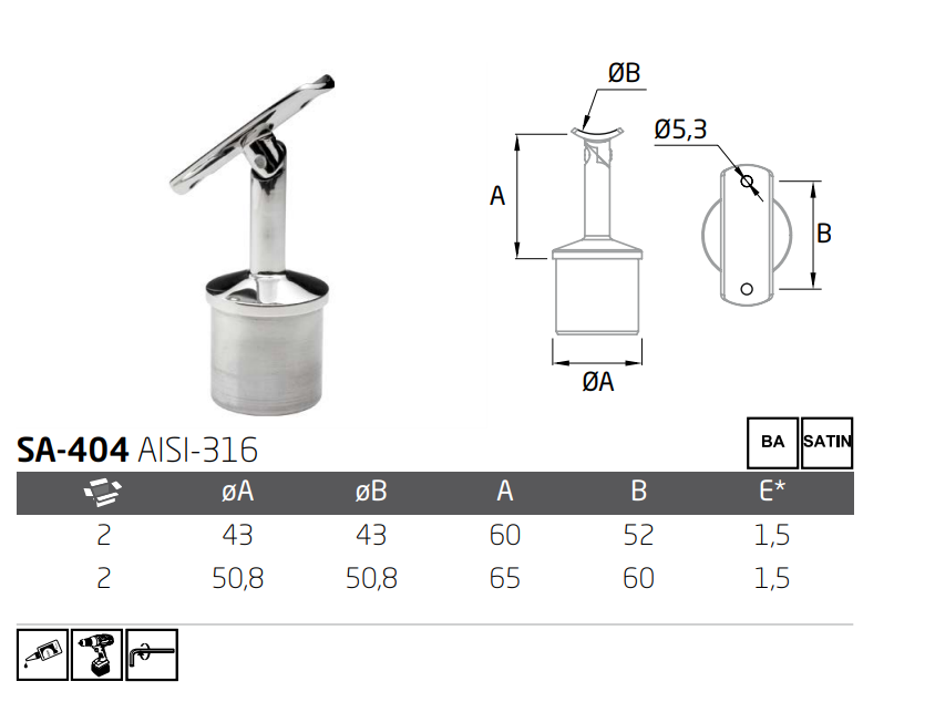 Soporte Ajustable Para Tubo de 38.1mm y 50.8mm herralum
