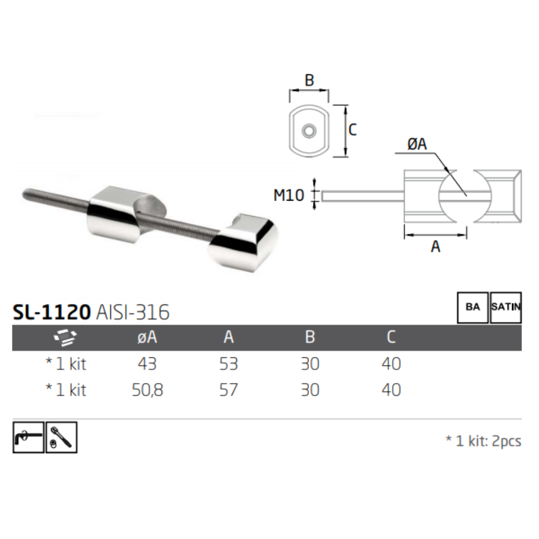 Soporte Lateral Para Barandal de Acero Inoxidable herralum