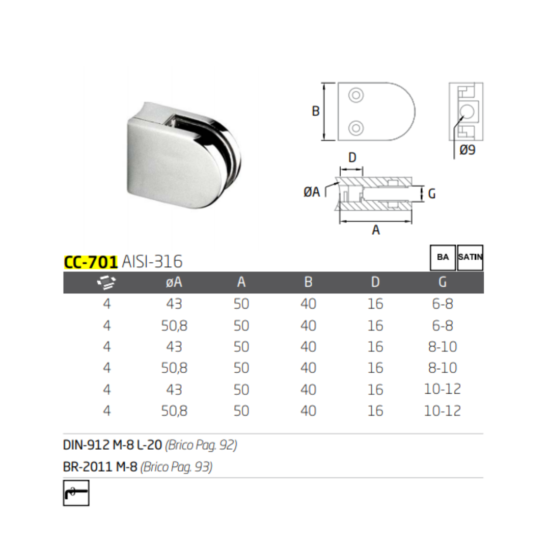 Conector Grapa Curvo base Curva herralum