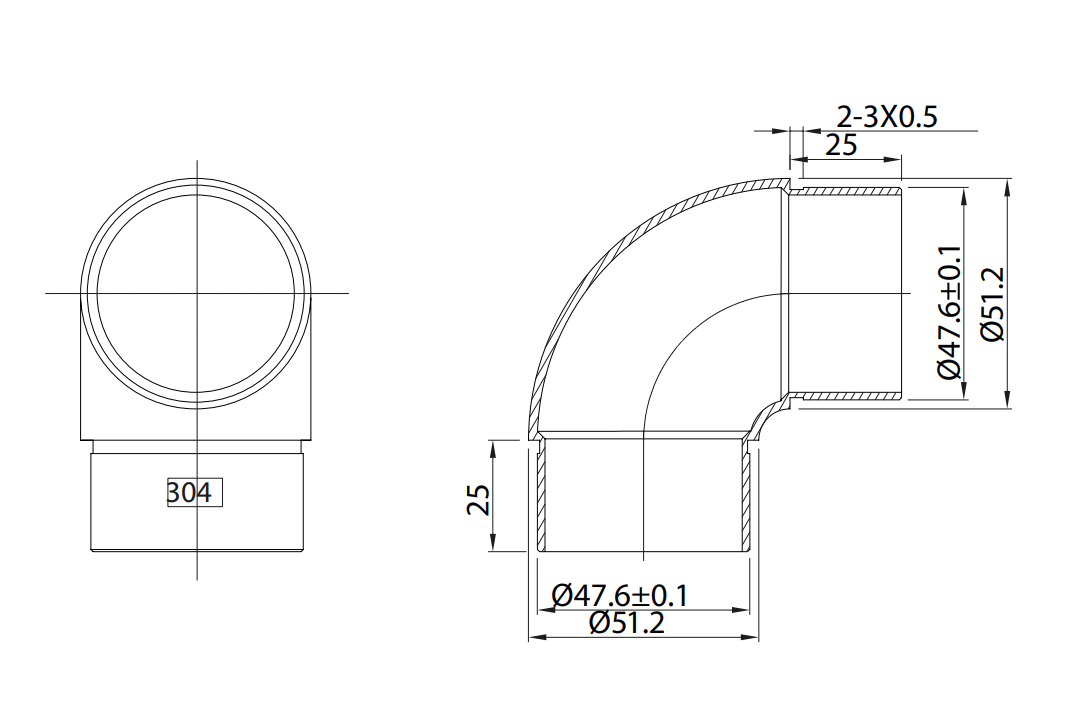 U Elbow Connector For 50.8mm Tube SKU 1394004200SA